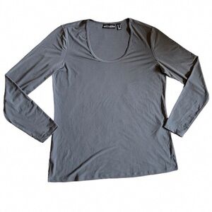 Susan Graver Charcoal Long Sleeve Top